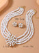 Halsketten- & Ohrring-Set mit Blumen und Mehrlagig