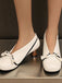 Retro Bogen PU Rundspitze Blockabsatz Schuhe