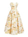 Gelbes 30er Trägerloses Maxikleid mit Blumen