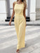 Gelber 50er Jacquard-Jumpsuit mit Blumen und Bindeband