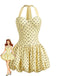 Gelbes 60er Kleid mit Polka-Dots und Neckholder