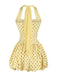 Gelbes 60er Kleid mit Polka-Dots und Neckholder