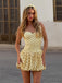 Gelbes 60er Kleid mit Polka-Dots und Neckholder