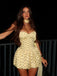 Gelbes 60er Kleid mit Polka-Dots und Neckholder
