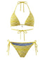 Gelbes 80er Wende-Bikini-Set im Colorblock-Design