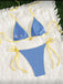 Gelb 80er Bikini-Set & Shorts mit Farbblock und Wendbar