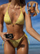 Gelb 80er Bikini-Set & Shorts mit Farbblock und Wendbar