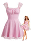 1960er Spitze Karree Ausschnitt Rückenfrei Kleid