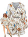 Weiß 1960er V-Ausschnitt Ketten Muschel Taille Cutout Romper