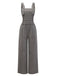 Grau 1940er Cord Weit-Bein Latzhose Jumpsuit