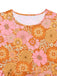 Orange 1960er Hippe Glockenärmel Blumen Kleid
