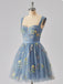 1970er Besticktes Blumen Spitze Mini Kleid
