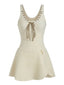 Beige 1930er Uni Schnürung Badekleid