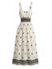 Beige 1970er Bohemian Wide-Träger Gerüschtes Kleid