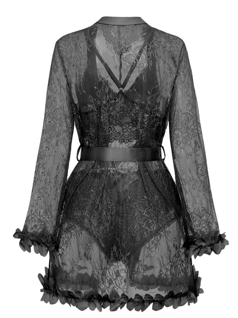 Schwarzes Dessous-Set aus Spitze