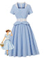 Blau 1950er Vichy-Karo Rüschen Schwing Kleid