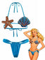 Blau 1970er Muschel & Seestern Bikini Set