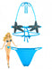 Blaues zweiteiliges Bikini-Set mit Seesternmuster aus den 1980er Jahren