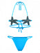 Blaues zweiteiliges Bikini-Set mit Seesternmuster aus den 1980er Jahren 2
