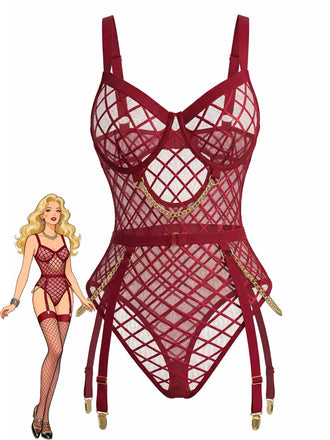 1970er Riemchen Ketten Akzente Durchsichtig Netz Lingerie