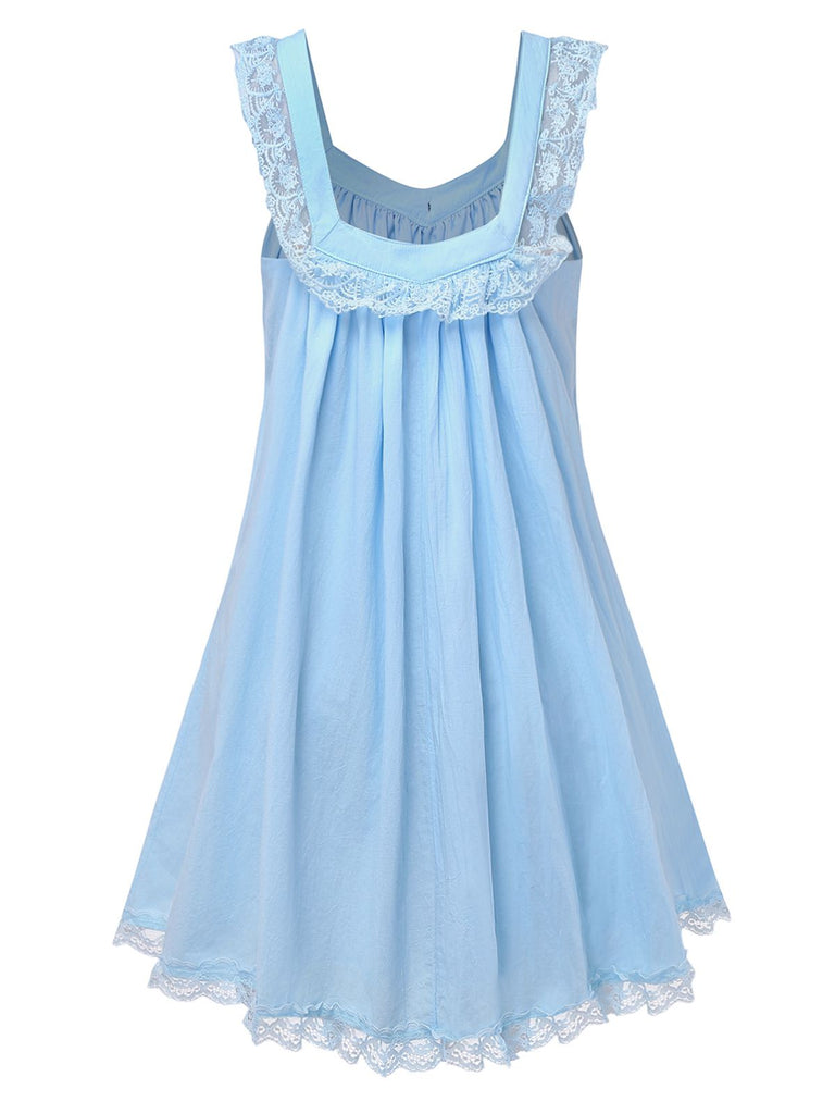 1960er Solide Bogen Rückenfrei Spitze Babydoll Kleid