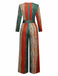 Multicolor 1970er V-Ausschnitt Gürtel Jumpsuit