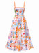 Mehrfarbig 1970er Ozean Live Hosenträger Maxi Kleid