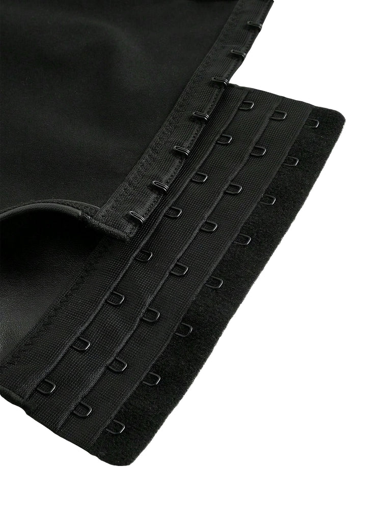 Schwarz 1970er Leder Gothic Fledermausflügel Korsett