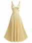 Champagner 1950er Satin Rückenfrei Plissiertes Kleid