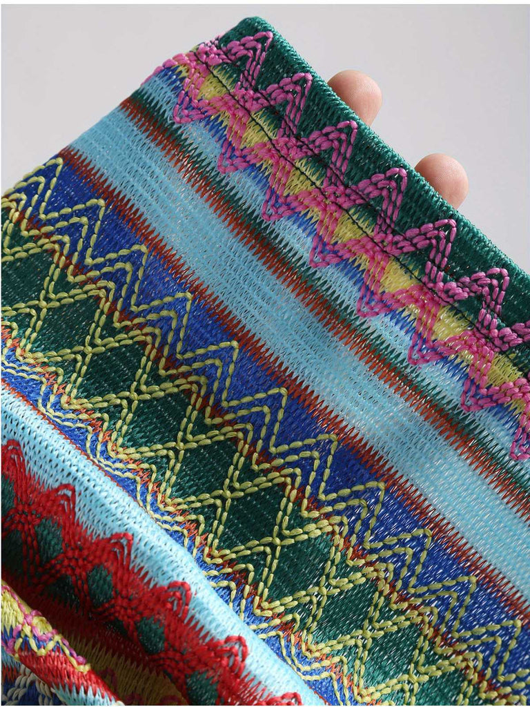 1970er Träger Bunt Streifen Binden Boho Kleid