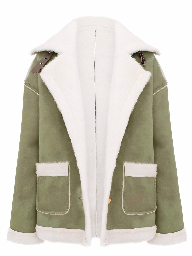 1940er Revers Plüsch Buckle Tasche Jacke
