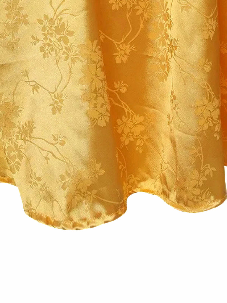 Gelb 1950er Einschultrig Jacquard Judy Cosplay 3D-Blumen Haarband Kleid