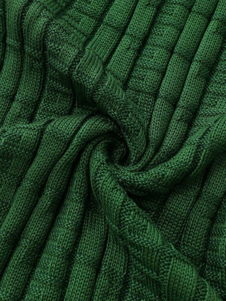 1960er Quadratischer Hals Perle Taste Stricken Kleid