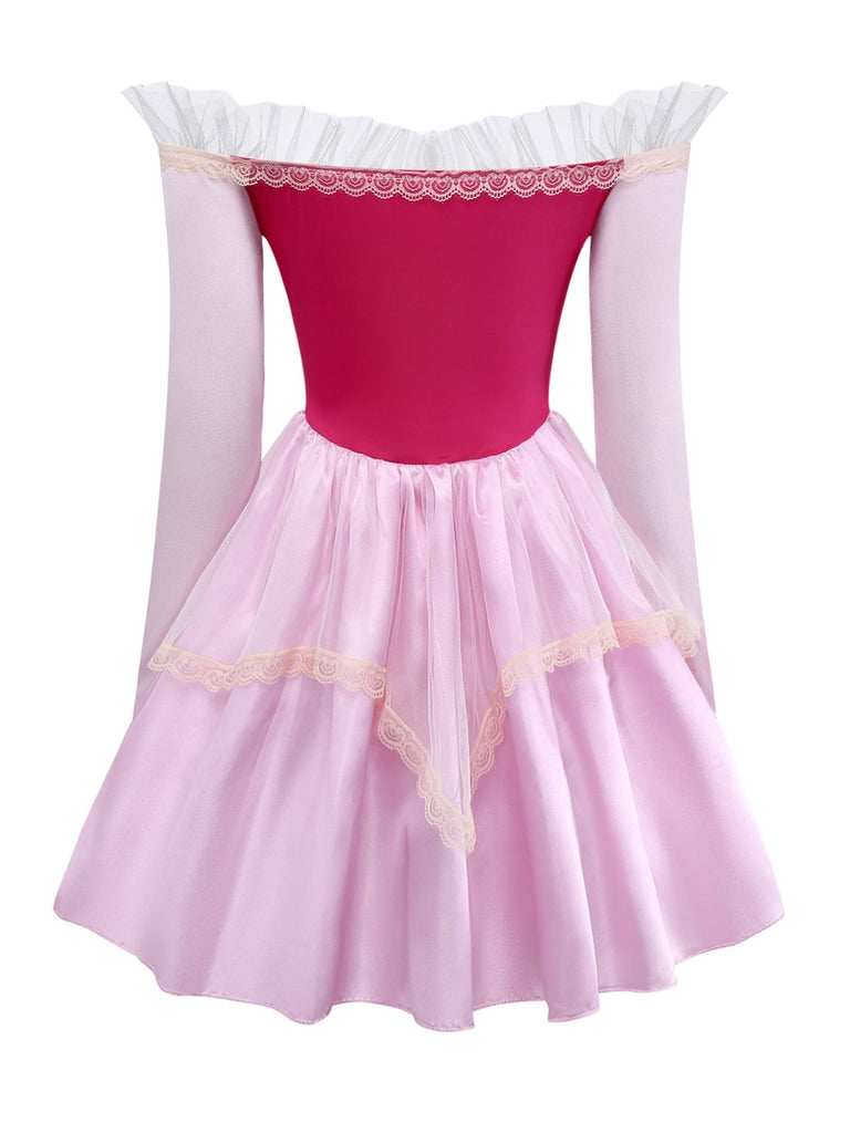 Rosa 1940er Prinzessin Schulterfrei Tüll Party Kleid