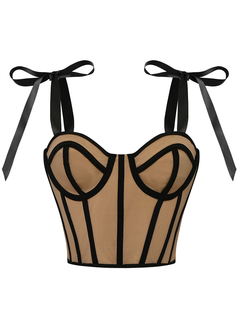 1940er Schnürung Bogen Netz Korsett Crop Camisole