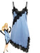 Dunkelblaues Spitzenkleid mit Spaghettiträgern im Stil der 1960er Jahre – Vintage-Kleid, Retro-Mode