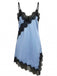 Dunkelblaues Spitzenkleid mit Spaghettiträgern im Stil der 1960er Jahre – Vintage-Kleid, Retro-Mode