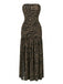 Dunkelbraun 1930er Trägerlos Zebra Muster Netz Schlitz Kleid