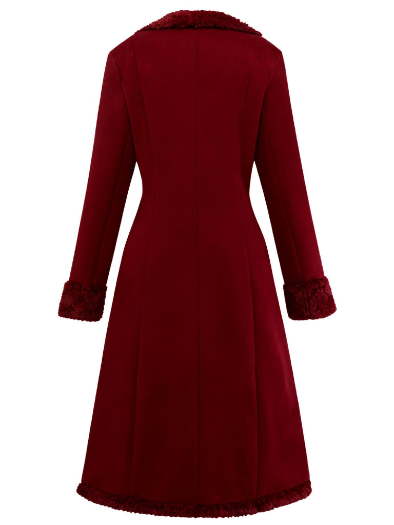 1930er Solide Revers Taste Wildleder Mittellang Mantel