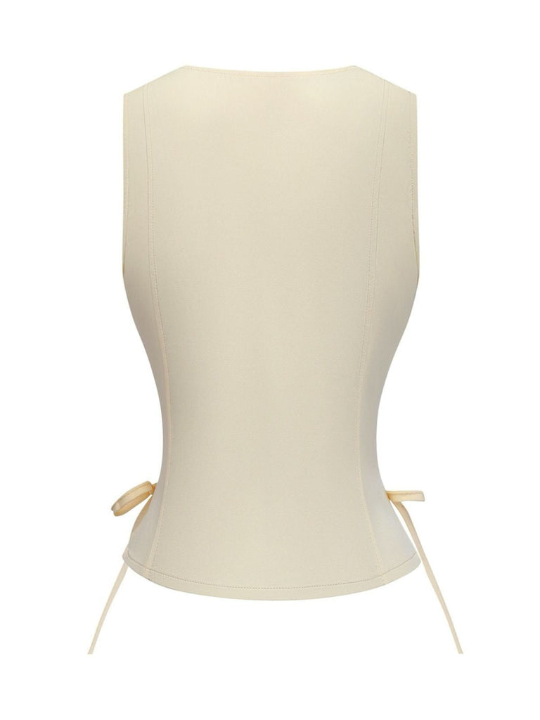 1970er Solide Taille-Tie V-Ausschnitt Weste