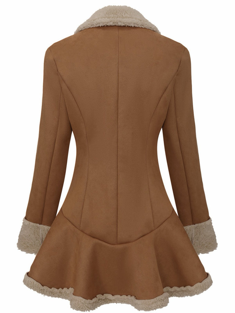 Vintage 1970er Revers Ausgestellter Saum Suede Jacke