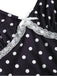 Schwarz 1940er Tupfen Spitze Trim Träger Jumpsuit