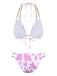 1970er Gerippte Kuh Muster Ketten Halter Bikini Set