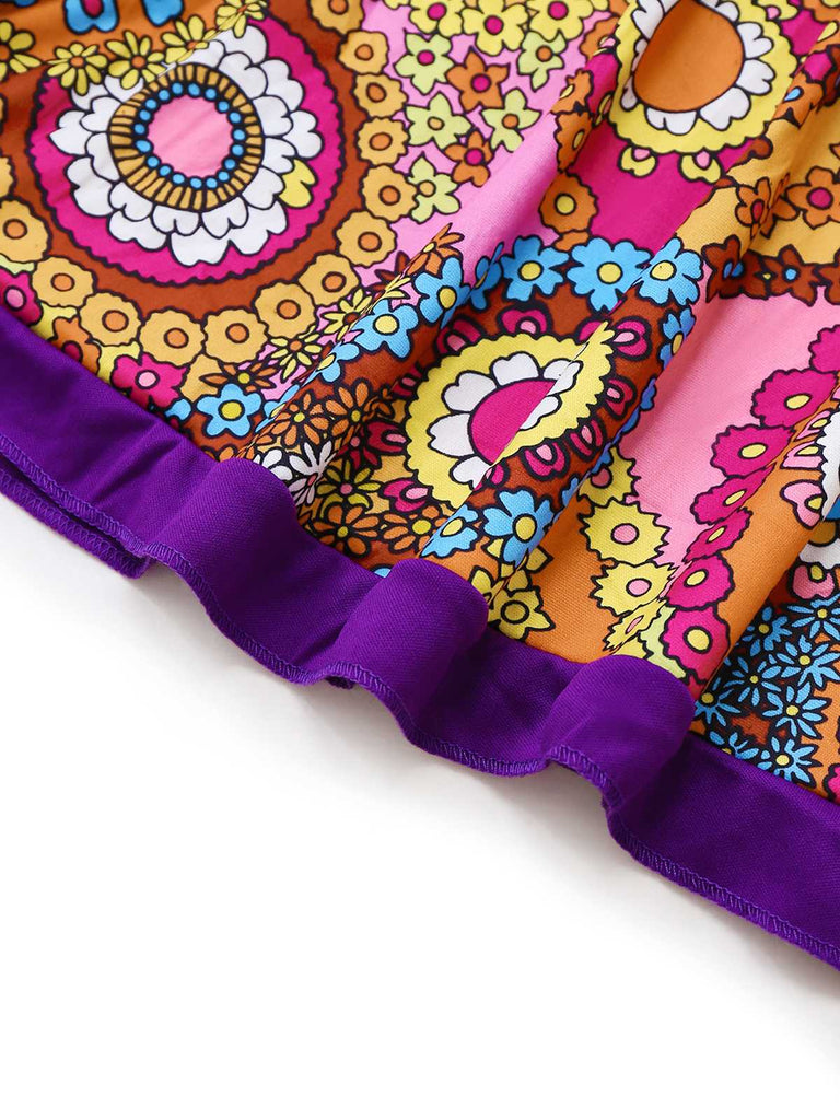 2PCS 1970er Quaste Weste & Psychedelisch Hippie Kostüm Kleid