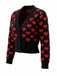 Schwarz 1960er Valentinstag Herz Kurz Stricken Strickjacke