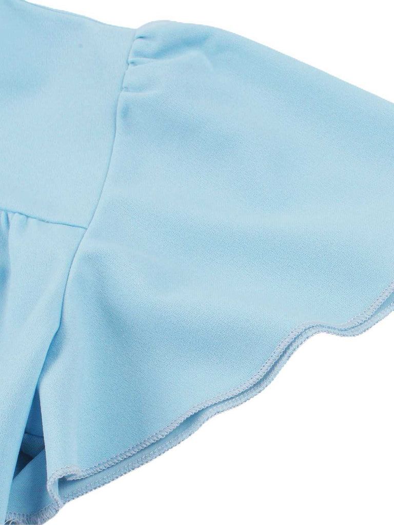 1940er Rundhals Bogen Solide Stufen Kleid