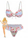 Grüner Vintage-Bikini mit Rüschen im Stil der 1950er Jahre mit Blumenmuster – Vintage-Mode, Retro-Stil