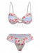 Grüner Vintage-Bikini mit Rüschen im Stil der 1950er Jahre mit Blumenmuster – Vintage-Mode, Retro-Stil