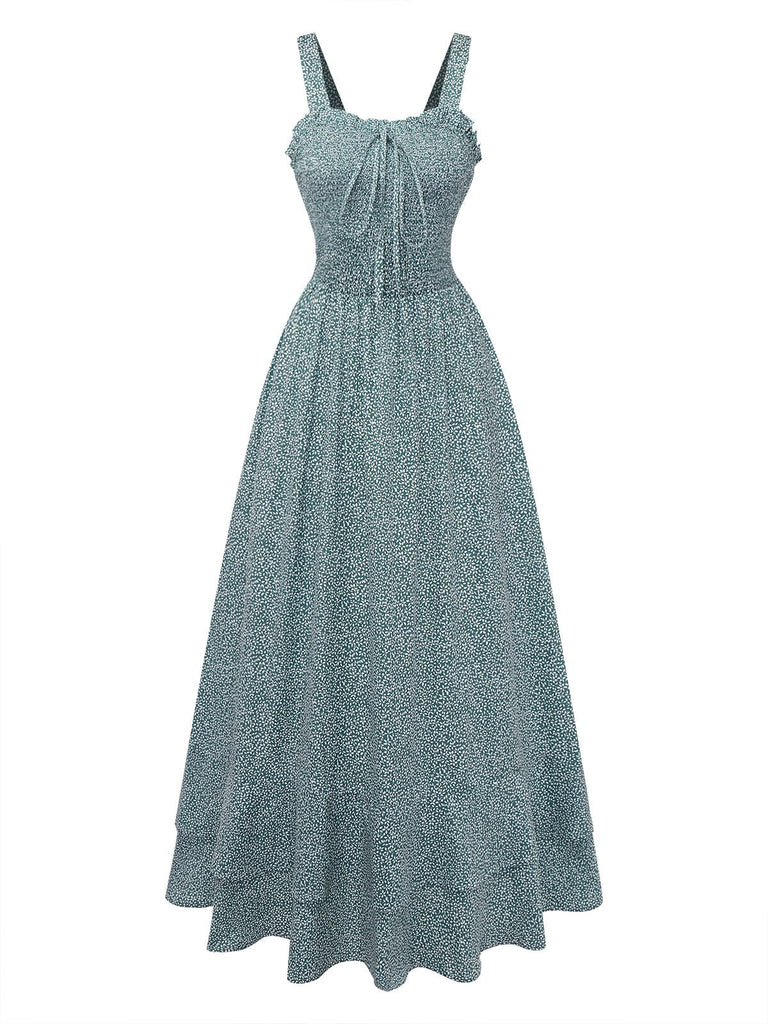 grünes Blumenkleid auf weißem Hintergrund