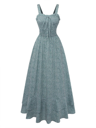 grünes Blumenkleid auf weißem Hintergrund